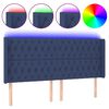vidaXL Čelo postele s LED modr&eacute; 203x16x118/128 cm l&aacute;tka