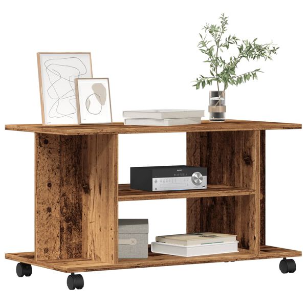 vidaXL TV skrinka s kolieskami star&eacute; drevo 80x40x45cm kompozitn&eacute; drevo