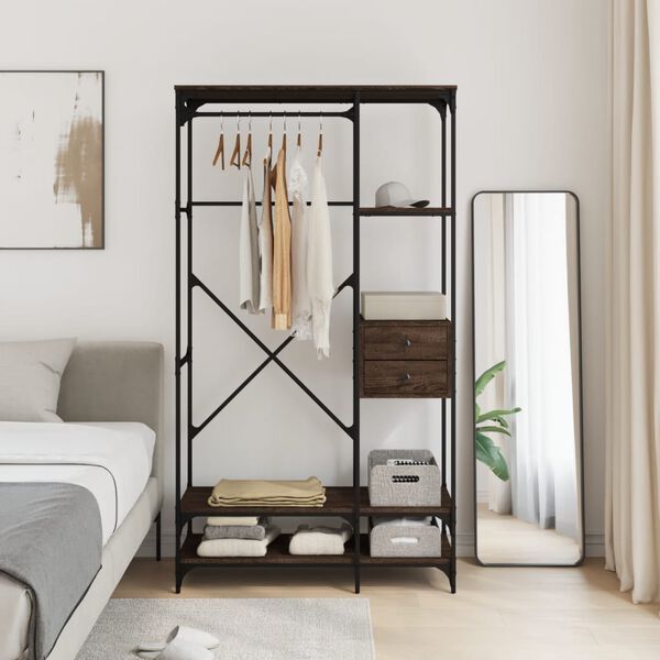 vidaXL &Scaron;atn&iacute;k so z&aacute;suvkami hned&yacute; dub 100x40x180 cm kompozitn&eacute; drevo