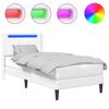 vidaXL R&aacute;m postele s LED p&aacute;sikmi Biela 90 x 200 cm Umel&aacute; koža