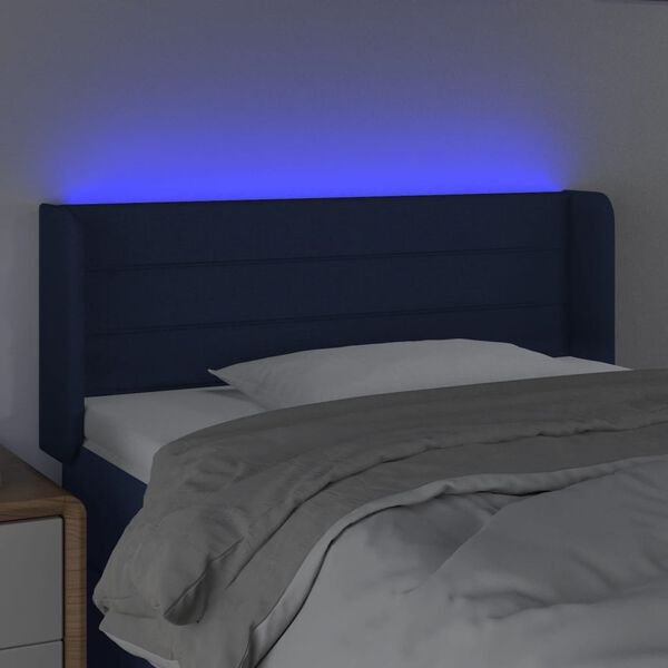 vidaXL Čelo postele s LED modr&eacute; 83x16x78/88 cm l&aacute;tka