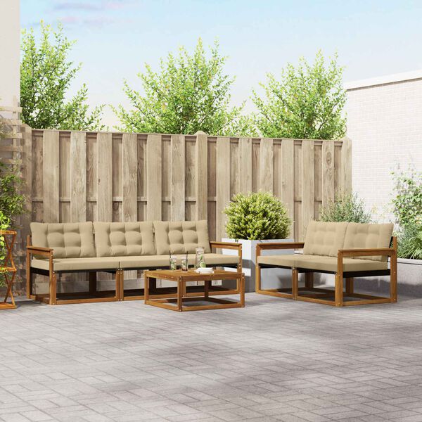 vidaXL Z&aacute;hradn&aacute; s&uacute;prava gaučov s vank&uacute;&scaron;om 6 pcs Pr&iacute;rodn&aacute; a b&eacute;žov&aacute;