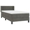 vidaXL Posteľn&yacute; r&aacute;m boxspring s matracom tmavosiv&yacute; 90x200 cm zamat