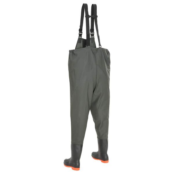 vidaXL Ryb&aacute;rske nohavice na brodenie s top&aacute;nkami zelen&eacute; veľkosť 43