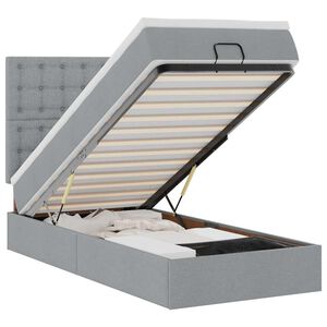 vidaXL Osmansk&aacute; posteľ s matracom svetlosiv&aacute; 100x200 cm l&aacute;tka