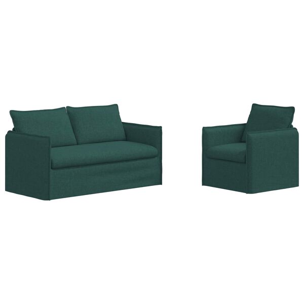 vidaXL Sada pohoviek 2 pcs Tmavozelen&aacute; 196 x 82 x 85 cm l&aacute;tka