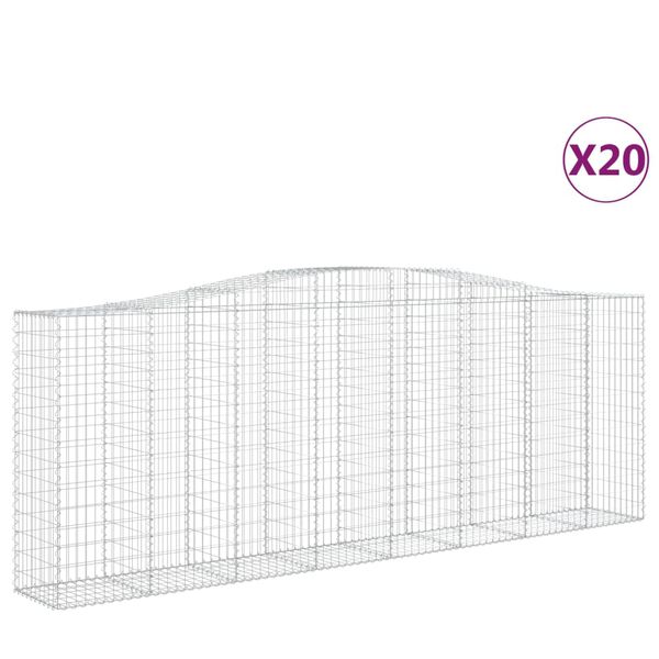 vidaXL Obl&uacute;kov&eacute; gabionov&eacute; ko&scaron;e 20 ks 400x50x140/160 cm pozink. železo