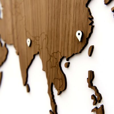 MiMi Innovations Nástenná mapa sveta Exclusive,orechové drevo 130x78cm