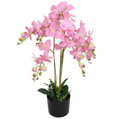 vidaXL Umelá rastlina, orchidea s kvetináčom 75 cm, ružová