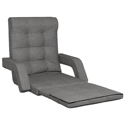 vidaXL Skladacia podlahová stolička s funkciou lôžka bledosivá látka