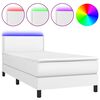 vidaXL Boxspring posteľ s matracom a LED biela 100x200 cm umel&aacute; koža