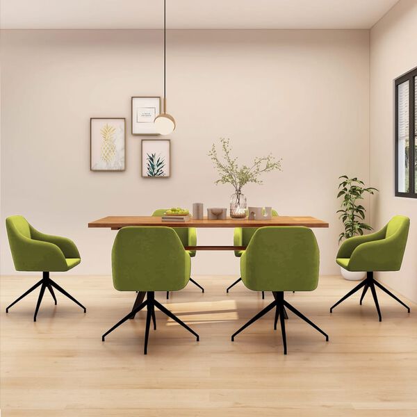 vidaXL Jed&aacute;lensk&eacute; stoličky 6 ks bledozelen&eacute; zamatov&eacute;