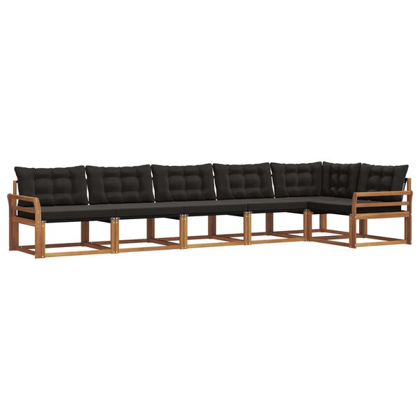 vidaXL Z&aacute;hradn&aacute; s&uacute;prava gaučov s vank&uacute;&scaron;om 6 pcs Pr&iacute;rodn&aacute; a čierna