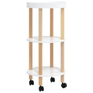 vidaXL 3-poschodov&yacute; voz&iacute;k biely 38x38x82cm spracovan&eacute; drevo a borovica