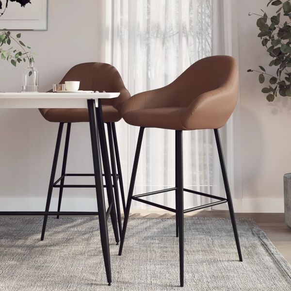 vidaXL Barové stoličky 2 ks tmavohnedé umelá koža