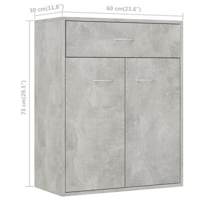 vidaXL Komoda, betónovo sivá 60x30x75 cm, kompozitné drevo