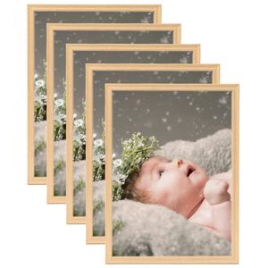 vidaXL Fotor&aacute;miky na st&ocirc;l, kol&aacute;ž 5 ks, svetl&yacute; dub 13x18 cm