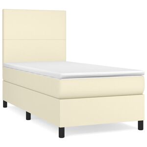 vidaXL Boxspring posteľ s matracom kr&eacute;mov&aacute; 100x200 cm umel&aacute; koža