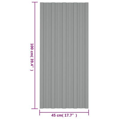 vidaXL Strešné panely 36 ks pozinkovaná oceľ sivé 100x45 cm