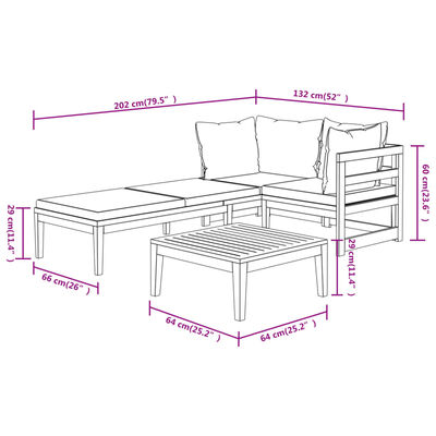vidaXL 3-dielna záhradná sedacia súprava s krémovo-bielymi podložkami akáciové drevo