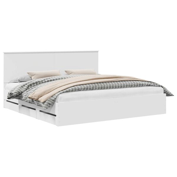 vidaXL R&aacute;m postele so z&aacute;suvkou Biela 200 x 200 cm Inžinierske drevo