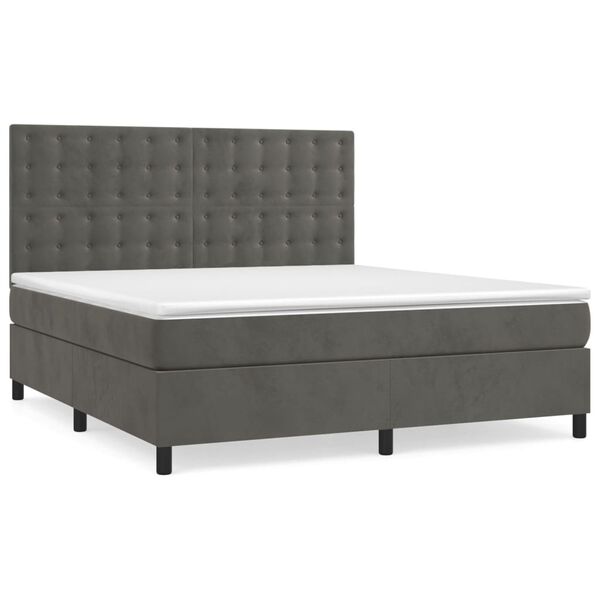 vidaXL Posteľn&yacute; r&aacute;m boxspring s matracom tmavosiv&yacute; 160x200 cm zamat