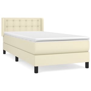 vidaXL Boxspring posteľ s matracom kr&eacute;mov&aacute; 100x200 cm umel&aacute; koža