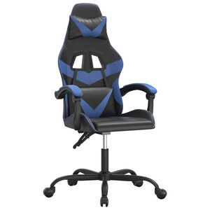 vidaXL Otočn&aacute; hern&aacute; stolička čierna a modr&aacute; umel&aacute; koža