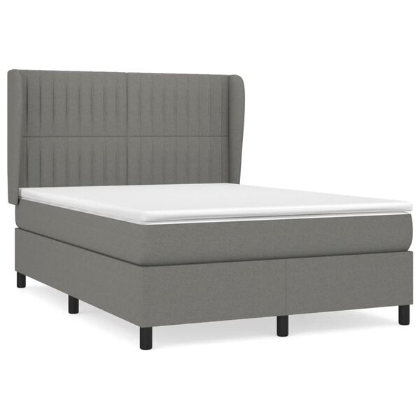vidaXL Boxspring posteľ s matracom tmavosiv&aacute; 140x200 cm l&aacute;tka