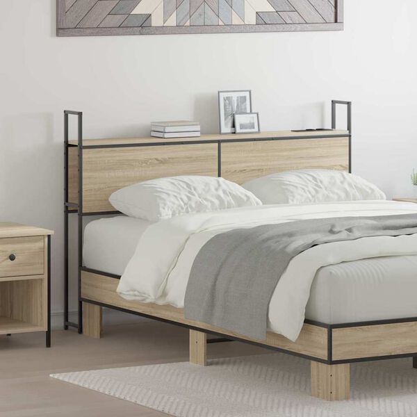 vidaXL &Uacute;ložn&aacute; čelľadka s nab&iacute;jacou stanicou s poličkou dub sonoma