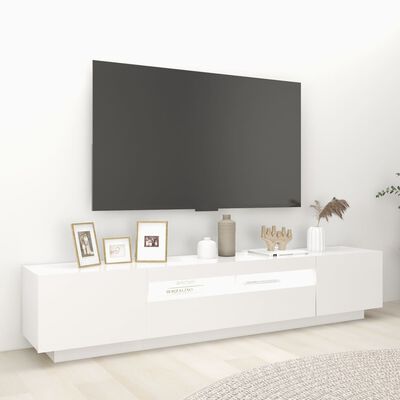 vidaXL TV skrinka s LED svetlami biela 200x35x40 cm