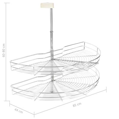 vidaXL 2-pochodový drôtený kuchynský kôš otočný o 180° strieborný 85x44x80 cm