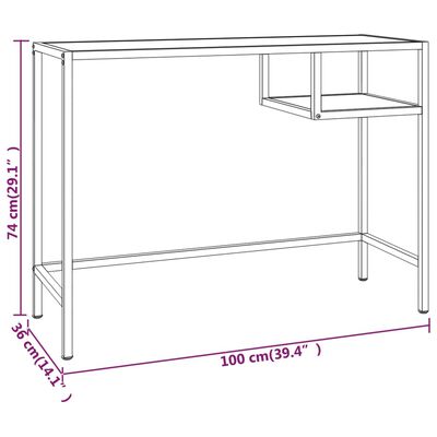 vidaXL Počítačový stôl, priehľadný 100x36x74 cm, tvrdené sklo