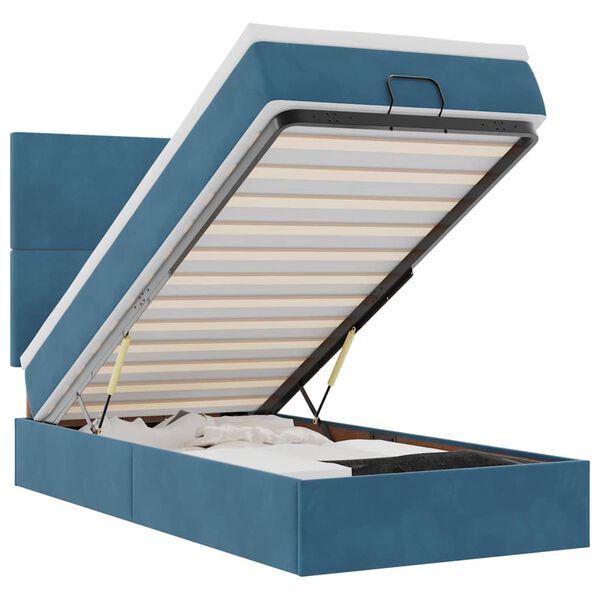 vidaXL Osmanský rám postele s matracmi tmavomodrá 90x200 cm zamat