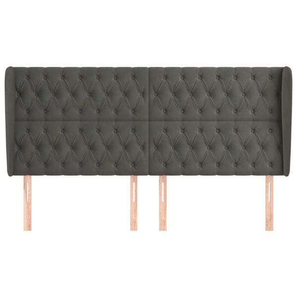 vidaXL Čelo postele so záhybmi tmavosivé 203x23x118/128 cm zamat