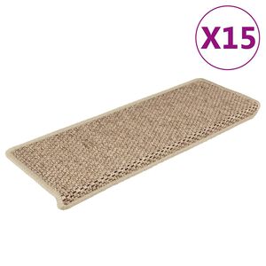 vidaXL Samolepiace n&aacute;&scaron;ľapy na schody sisal 15 ks 65x21x4 cm pieskov&eacute;