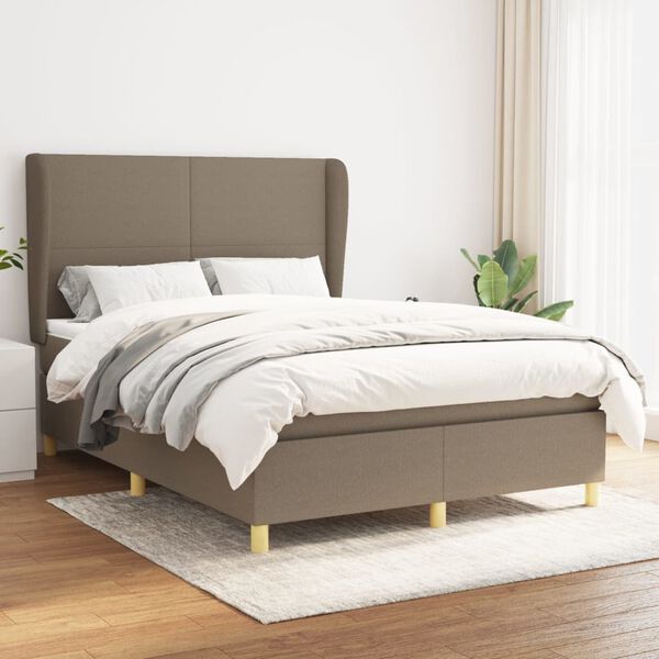 vidaXL Posteľn&yacute; r&aacute;m boxspring s matracom sivohned 140x200 cm l&aacute;tka