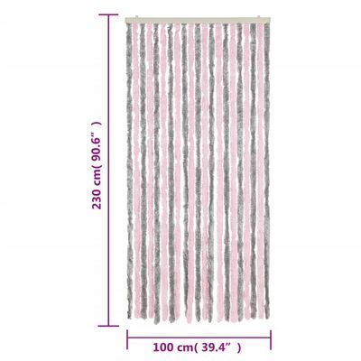 vidaXL Záves proti hmyzu strieborno-sivý a ružový 100x230 cm ženilka