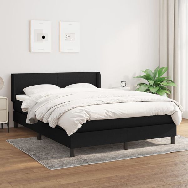 vidaXL Posteľn&yacute; r&aacute;m boxspring s matracom čierny 140x200 cm l&aacute;tka