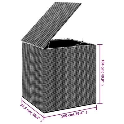 vidaXL Záhradný úložný box z polyratanu 100x97,5x104 cm sivý