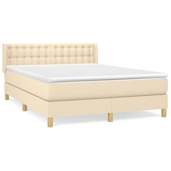 vidaXL Posteľn&yacute; r&aacute;m boxspring s matracom kr&eacute;mov&yacute; 140x200 cm l&aacute;tka