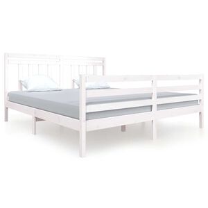 vidaXL Posteľn&yacute; r&aacute;m biely 180x200 cm Super King mas&iacute;vne drevo