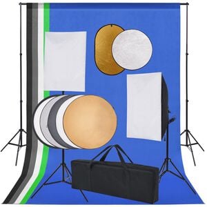 vidaXL Fotografick&eacute; vybavenie so softboxami, pozad&iacute;m a reflektorom