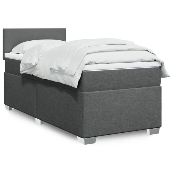 vidaXL Boxspring posteľ s matracom tmavosiv&aacute; 90x190 cm l&aacute;tka