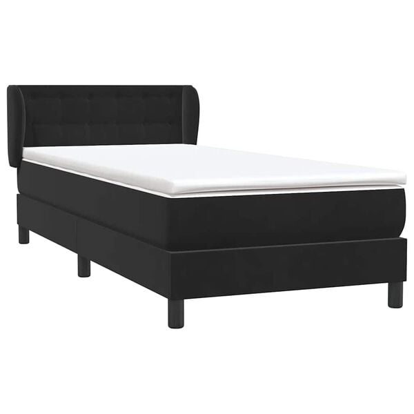 vidaXL Posteľn&yacute; r&aacute;m boxspring s matracom čierny 80x220 cm zamat