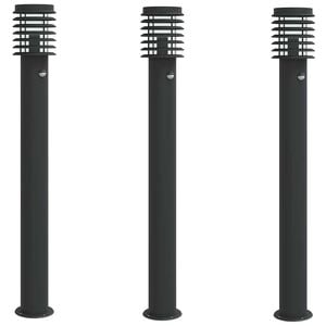 vidaXL Vonkaj&scaron;ie stojace lampy senzor 3 ks čierne 110 cm nehrdz. oceľ