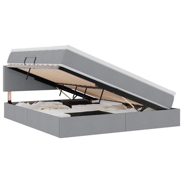 vidaXL Postel s &uacute;ložn&yacute;m prostorem a matrac&iacute; Svetlosiv&aacute; 160 x 200 cm