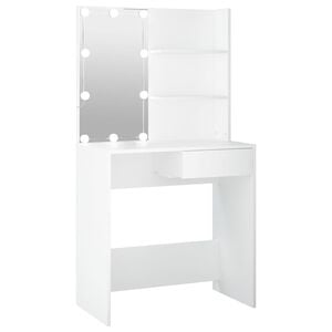vidaXL Toaletn&yacute; stol&iacute;k s LED biely 74,5x40x141 cm