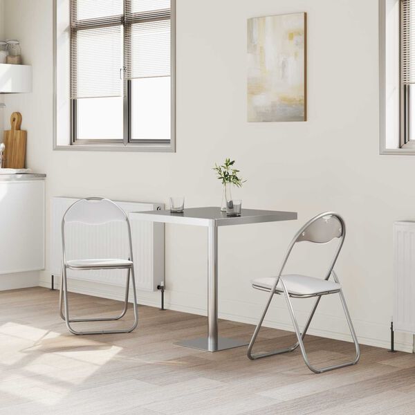 vidaXL Skladacia stolička 2 pcs Biela a &scaron;ed&aacute; 48 x 43,5 x 81 cm