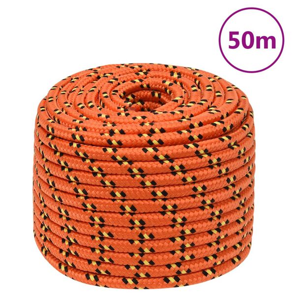 vidaXL Lodné lano oranžové 12 mm 50 m polypropylén